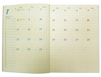 シンプルで使いやすい見開き１ヶ月タイプカレンダー HANABUSA はなぶさ