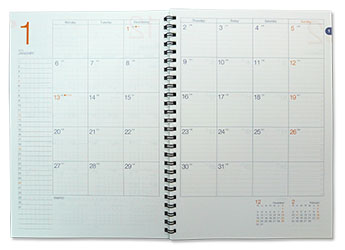 シンプルで使いやすい見開き１ヶ月タイプカレンダー HANABUSA はなぶさ
