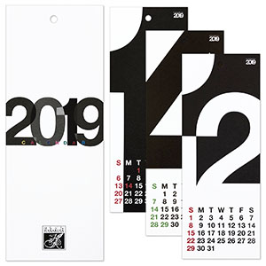 HANABUSA 2019 壁掛けカレンダー デザインA（数字フォルム モノトーン）