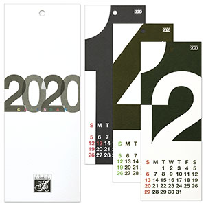 HANABUSA 2020 壁掛けカレンダー デザインA（数字フォルム モノトーン）